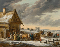 Russian winter landscape art print by Jacques François Joseph Swebach-Desfontaines