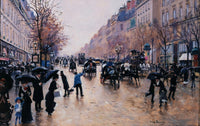 Le Boulevard Poissonnière sous la Pluie poster print by Jean Béraud, 1880, Paris street scene.