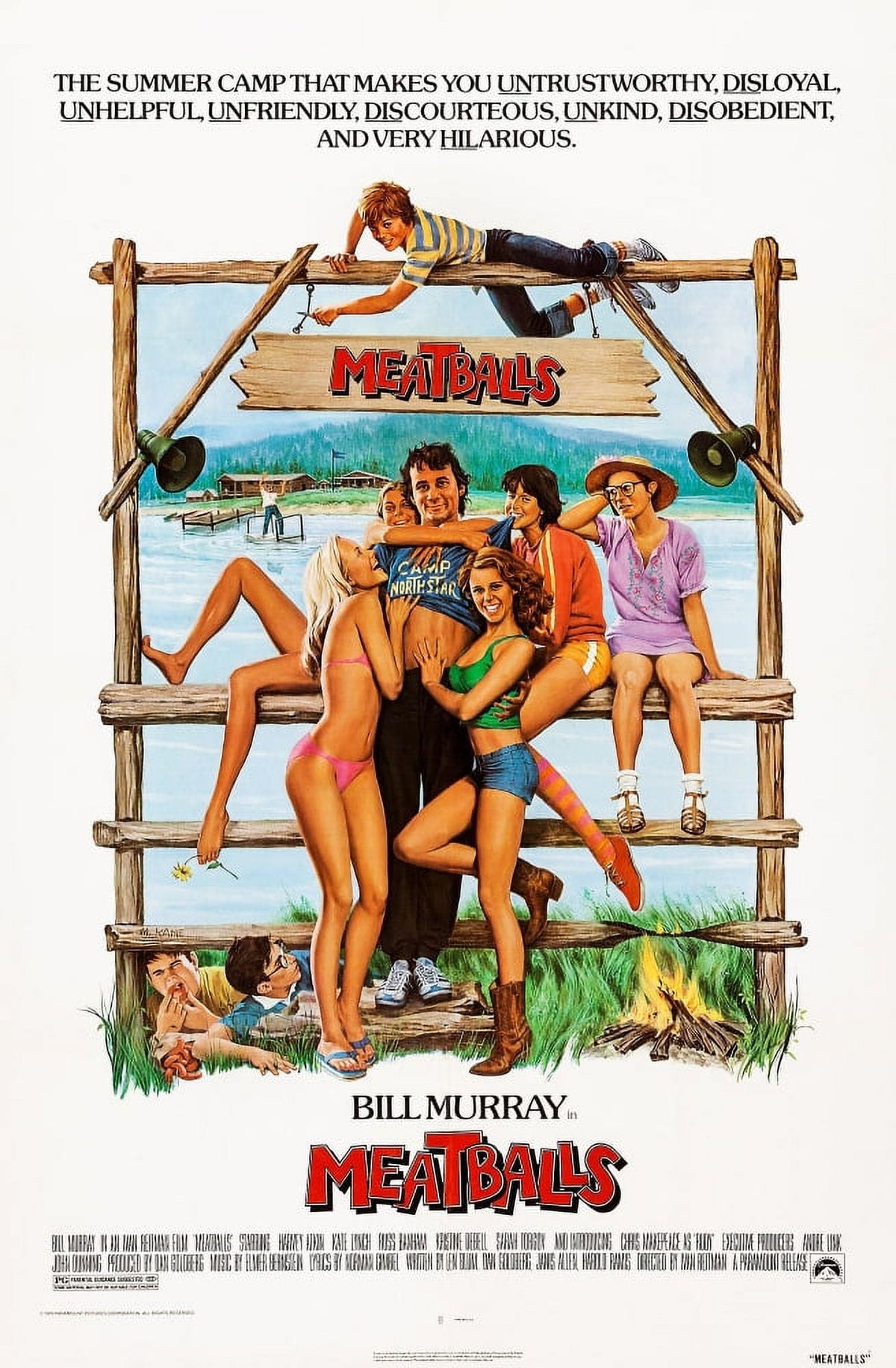Meatballs Movie Poster Print featuring Bill Murray in a classic comedy scene.