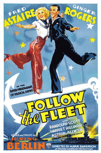 Follow The Fleet movie poster featuring Ginger Rogers and Fred Astaire, 1936 classic film.