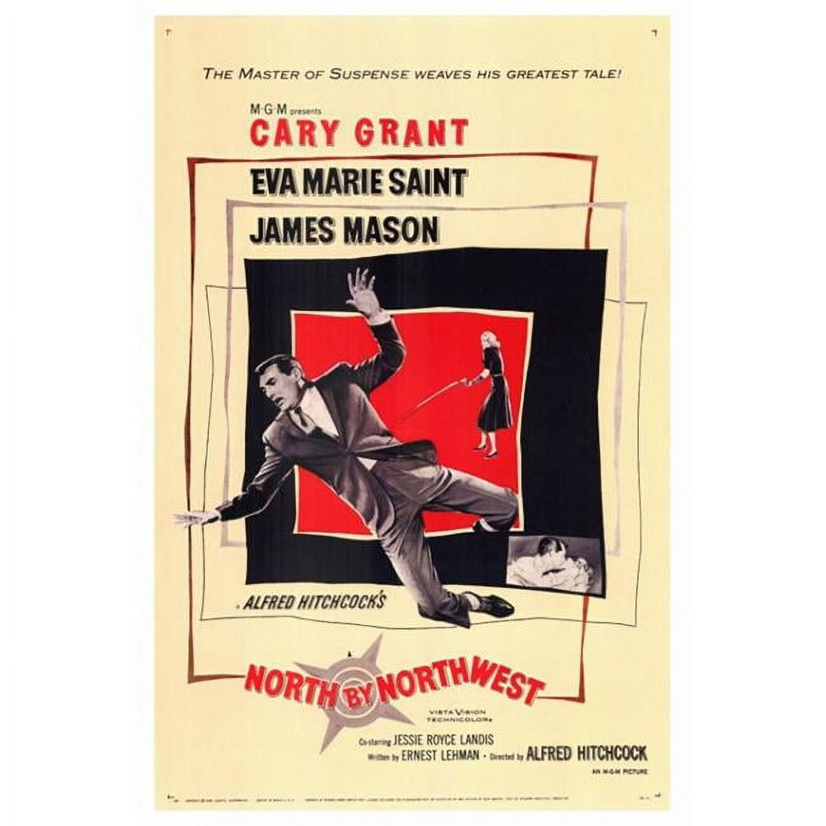 North by Northwest Movie Poster Print featuring iconic film imagery.