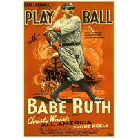 Play Ball With Babe Ruth movie poster print showcasing baseball legend Babe Ruth.