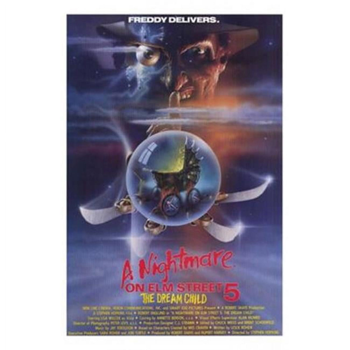 Nightmare on Elm Street 5 Movie Poster featuring Freddy Krueger in a chilling scene, size 11x17.