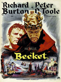 Becket movie poster print featuring Richard Burton and Peter O'Toole, 1964 film, 11x17 size.