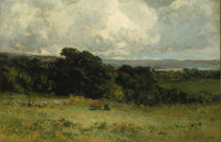 Pleasant Pastures art print by Edward Mitchell Bannister showcasing a serene landscape.