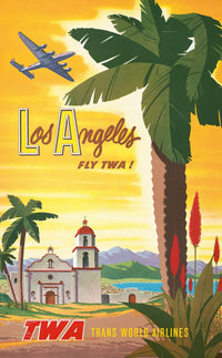 Vintage Los Angeles TWA travel poster print by Robert Harmer Smith