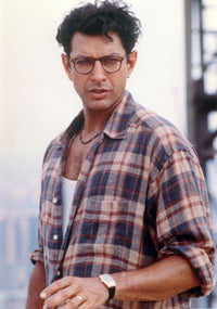 Jeff Goldblum in brown checkered polo and wristwatch photo print