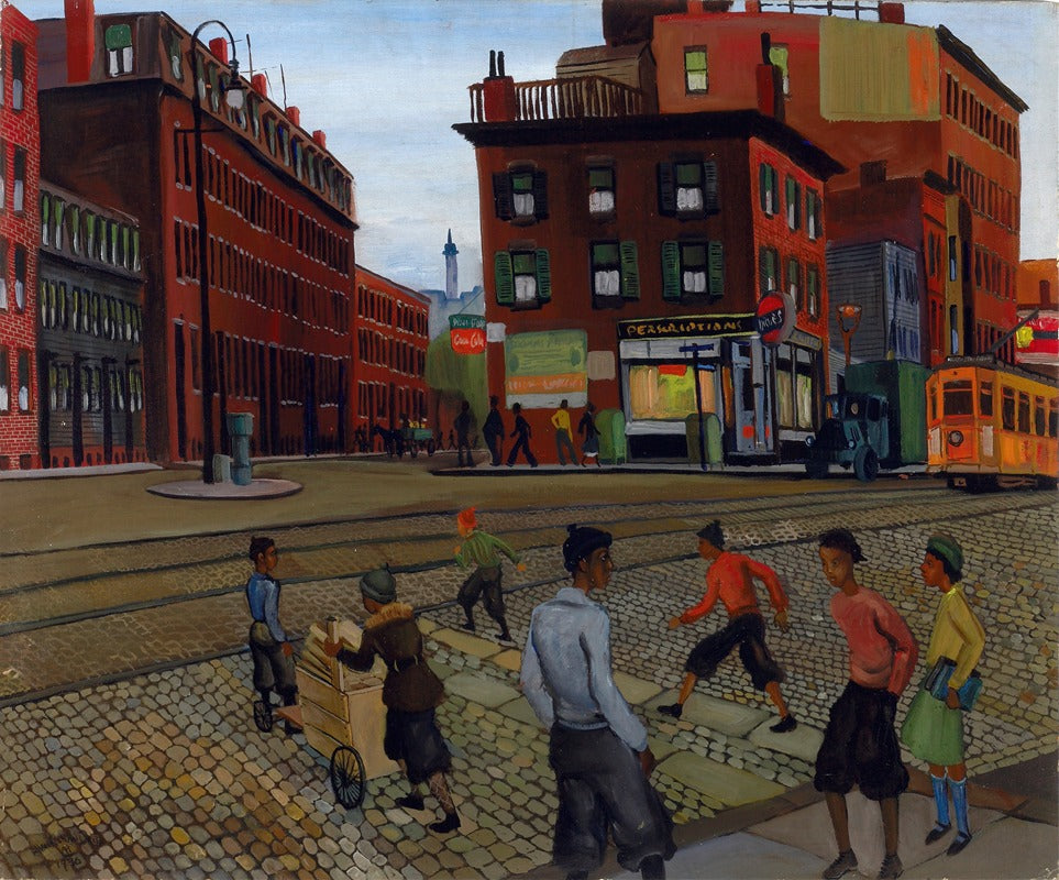 Douglass Square art print by Allan Rohan Crite showcasing vibrant urban life