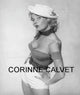 Corinne Calvet photo print in white hat, vintage Hollywood decor.
