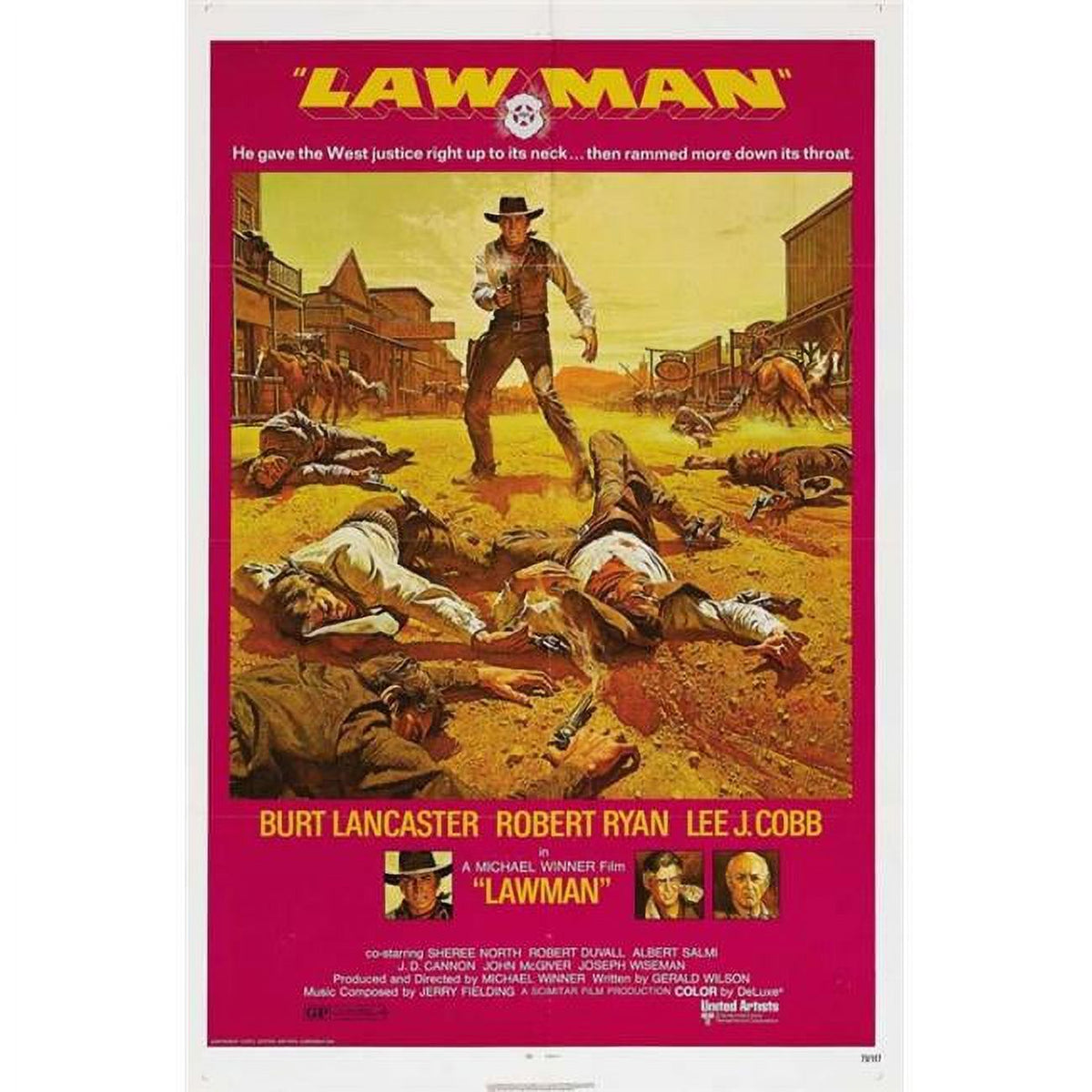 Lawman Movie Poster Print showcasing classic Western theme, 27x40 inches.