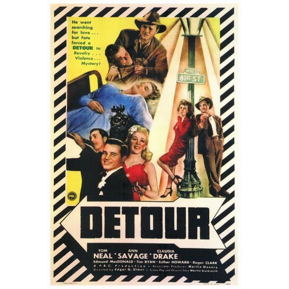 Detour Movie Poster Print - 27x40 size, classic film art.
