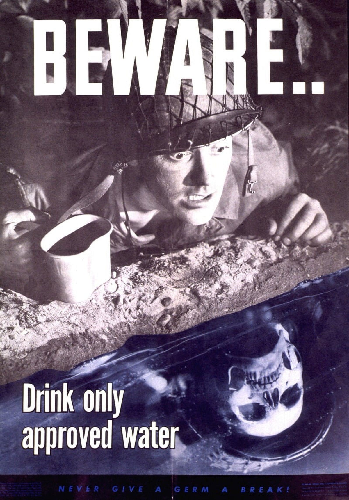 Beware Drink Only Approved Water Vintage Poster Print from 1944