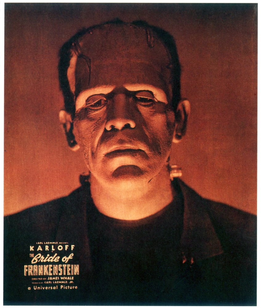 Bride of Frankenstein movie poster featuring Boris Karloff from the 1935 film.
