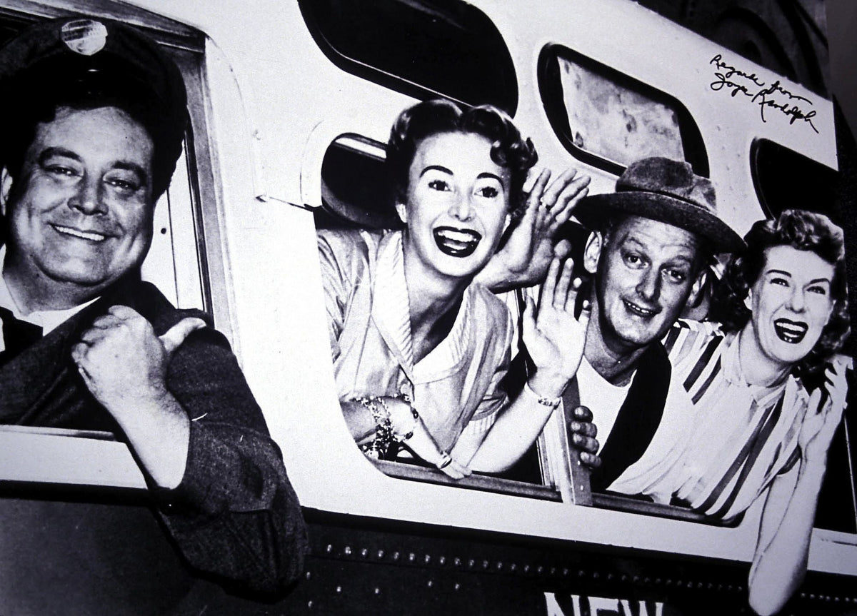 The Honeymooners cast on bus photo print, vintage TV art