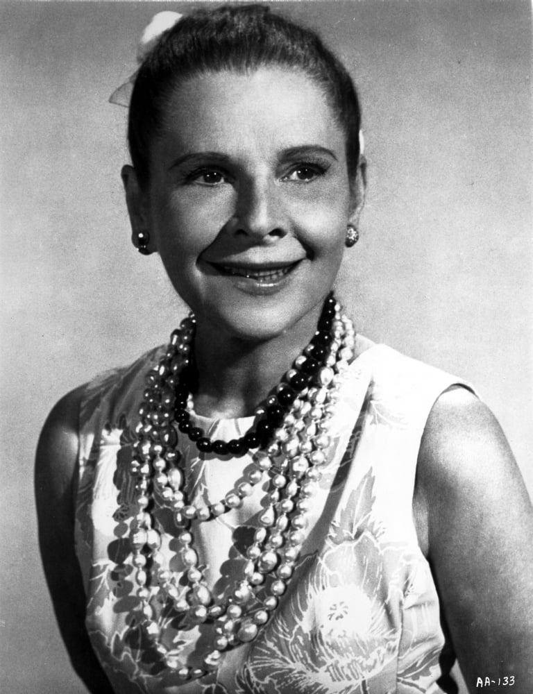 Ruth Gordon Portrait Photo Print wearing a pearl necklace.