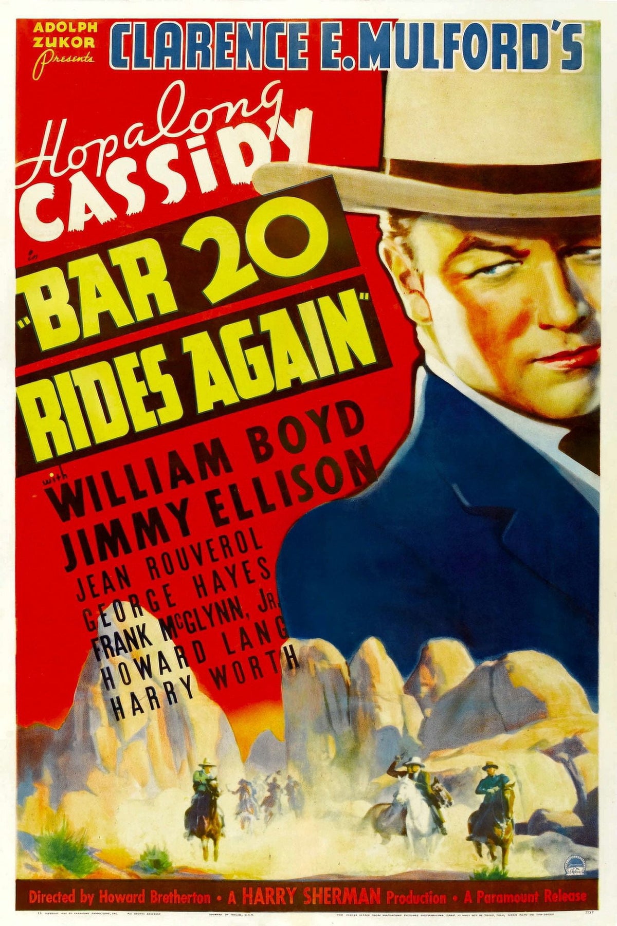 Bar 20 Rides Again Movie Masterprint Poster featuring William Boyd as Hopalong Cassidy