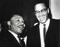 Martin Luther King Jr. and Malcolm X photo print showcasing civil rights leaders.