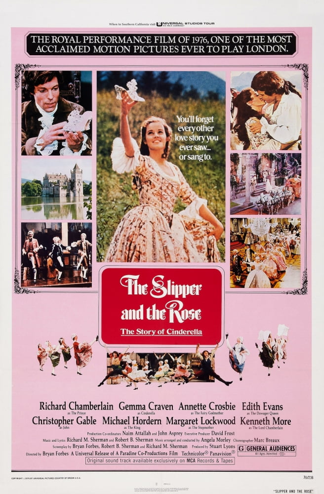 The Slipper and The Rose Cinderella Movie Poster Print featuring Richard Chamberlain and Gemma Craven