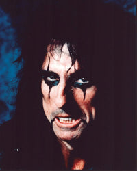 Alice Cooper closeup photo print showcasing theatrical makeup and rock energy.