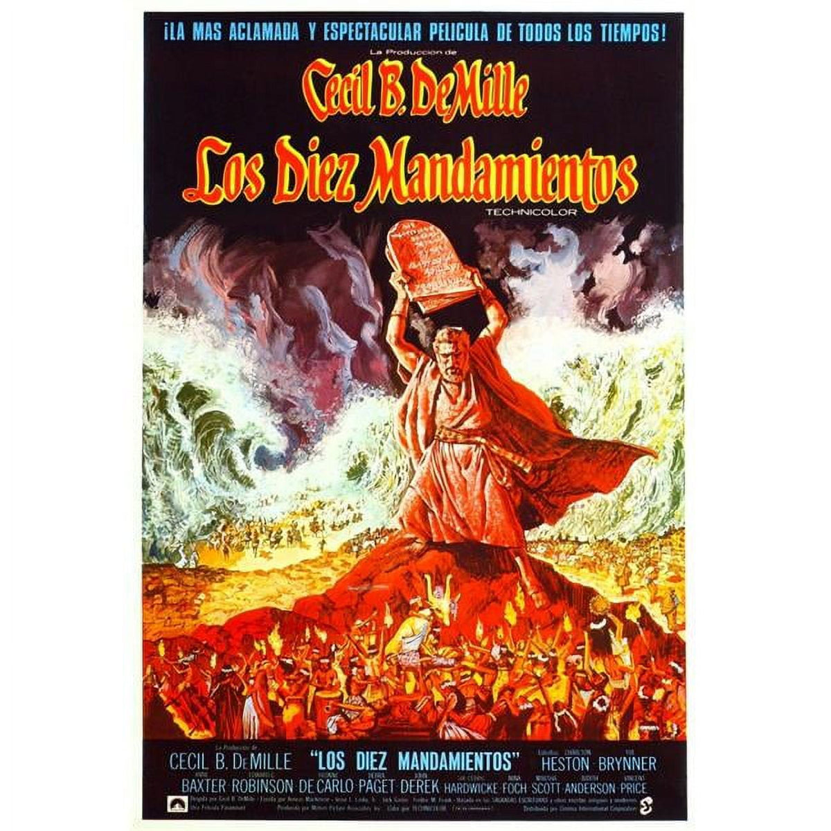 The Ten Commandments movie poster featuring Charlton Heston, 1956.