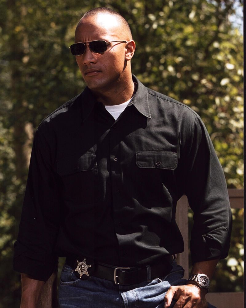 Dwayne Johnson Walking Tall Photo Print in black shirt and sunglasses