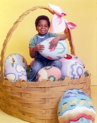 Gary Coleman seated photo print with yellow background