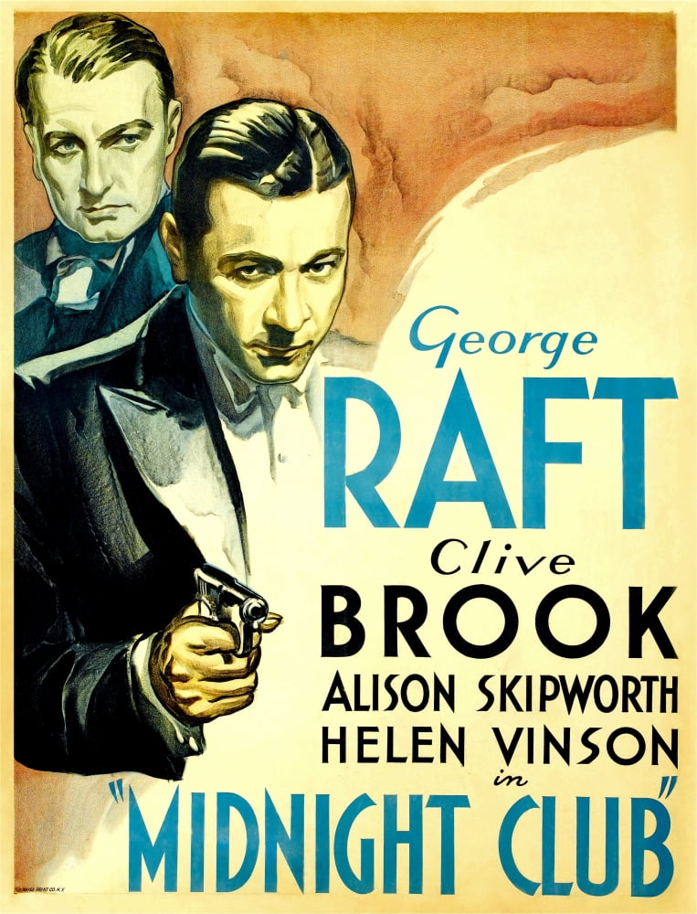 Midnight Club movie masterprint poster featuring Clive Brook and George Raft from 1933.