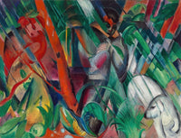 In the Rain artwork print by Franz Marc showcasing vibrant colors and nature's beauty.