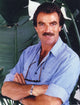 Tom Selleck smiling in blue denim sleeves photo print