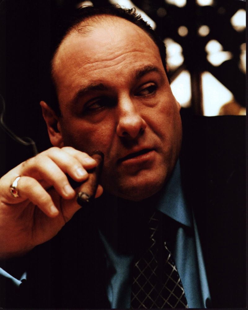 James Gandolfini smoking cigar on set of The Sopranos photo print