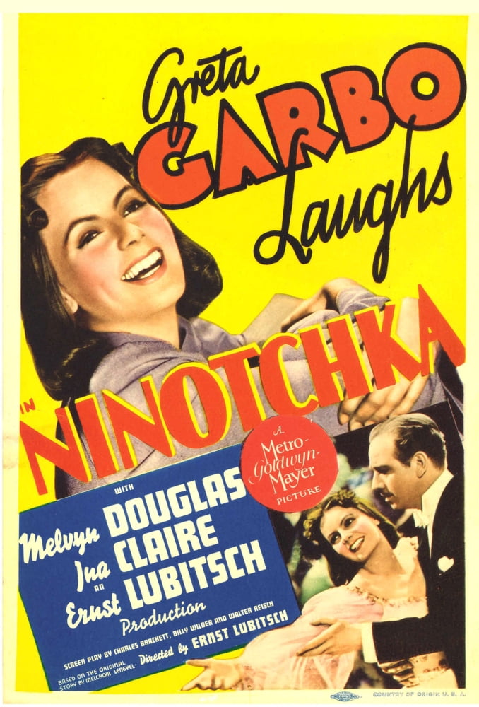 Ninotchka movie poster print featuring Greta Garbo and Melvyn Douglas from 1939.