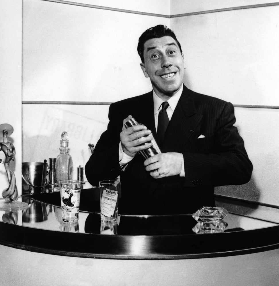 Fernandel Mixing a Cocktail at His Home Bar 1958 Photo Print
