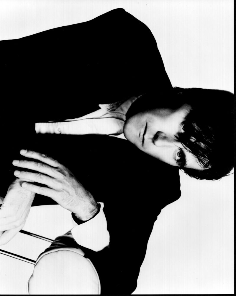 Bryan Ferry leaning on chair black and white photo print