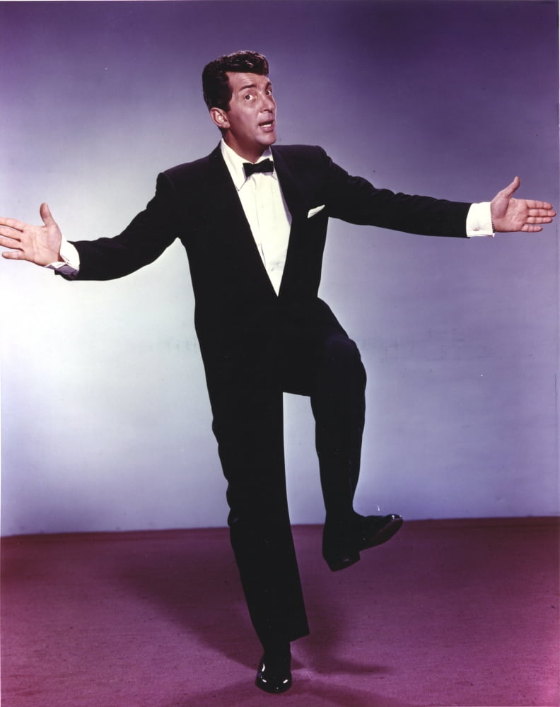 Dean Martin and Jerry Lewis standing in black suits photo print.