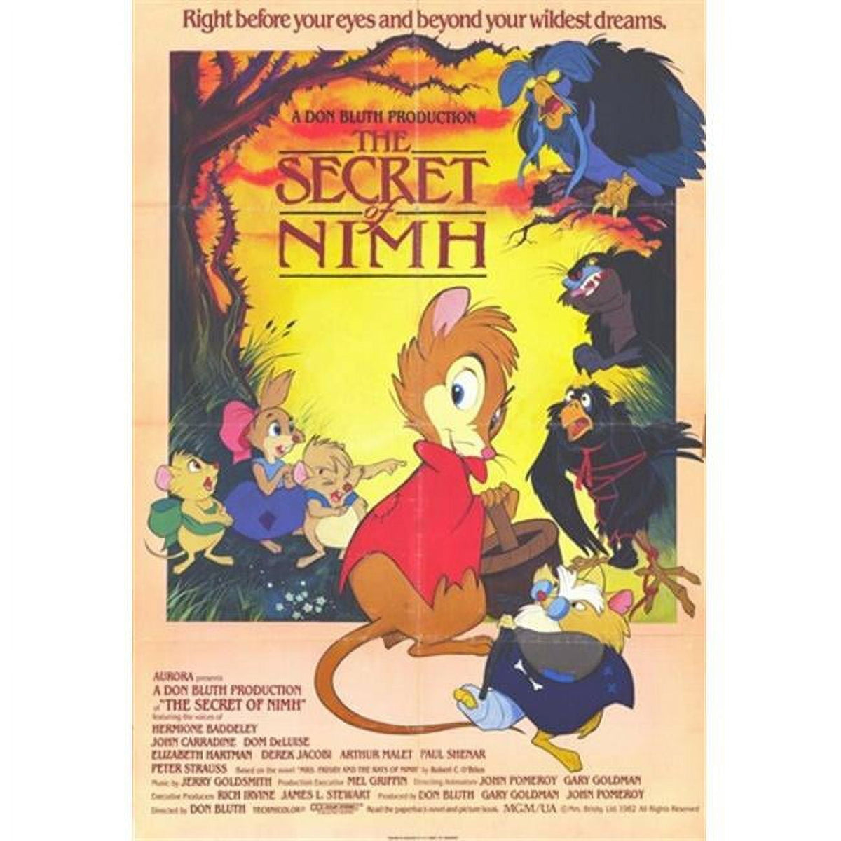 The Secret of NIMH Movie Poster 11x17 size featuring vibrant colors and iconic imagery.