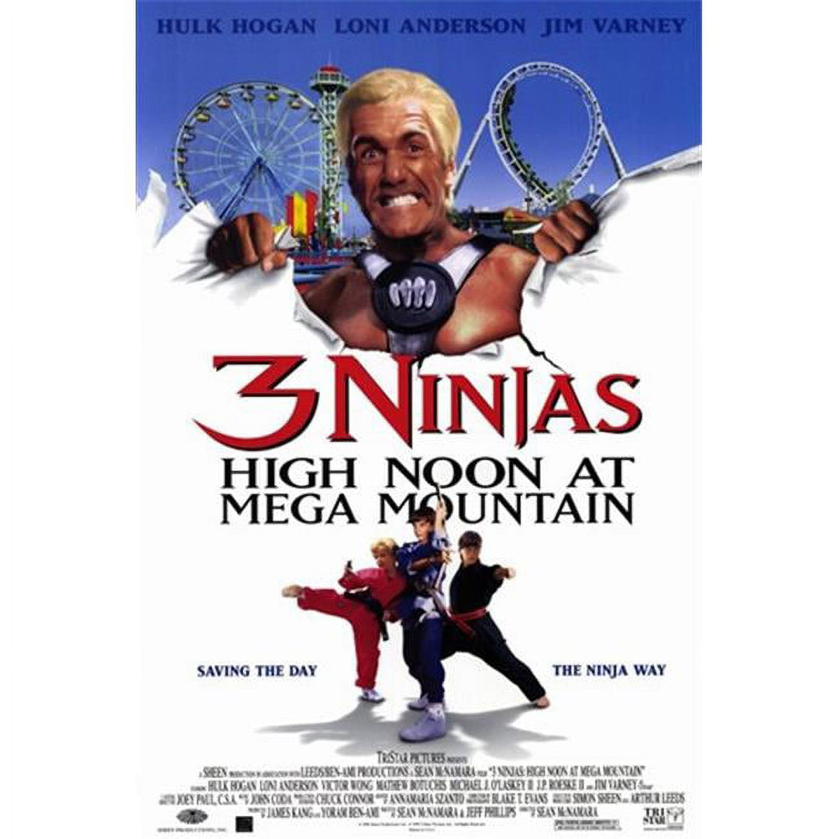 3 Ninjas High Noon At Mega Mountain Movie Poster featuring vibrant colors and action-packed design.