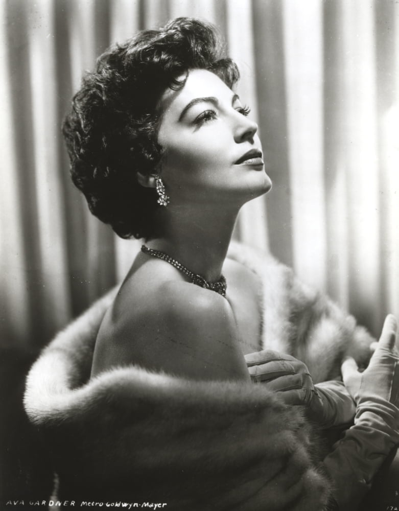 Ava Gardner vintage photo print in a furry cloth outfit.