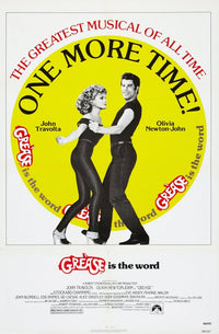 Grease movie poster featuring Olivia Newton John and John Travolta, 1978.