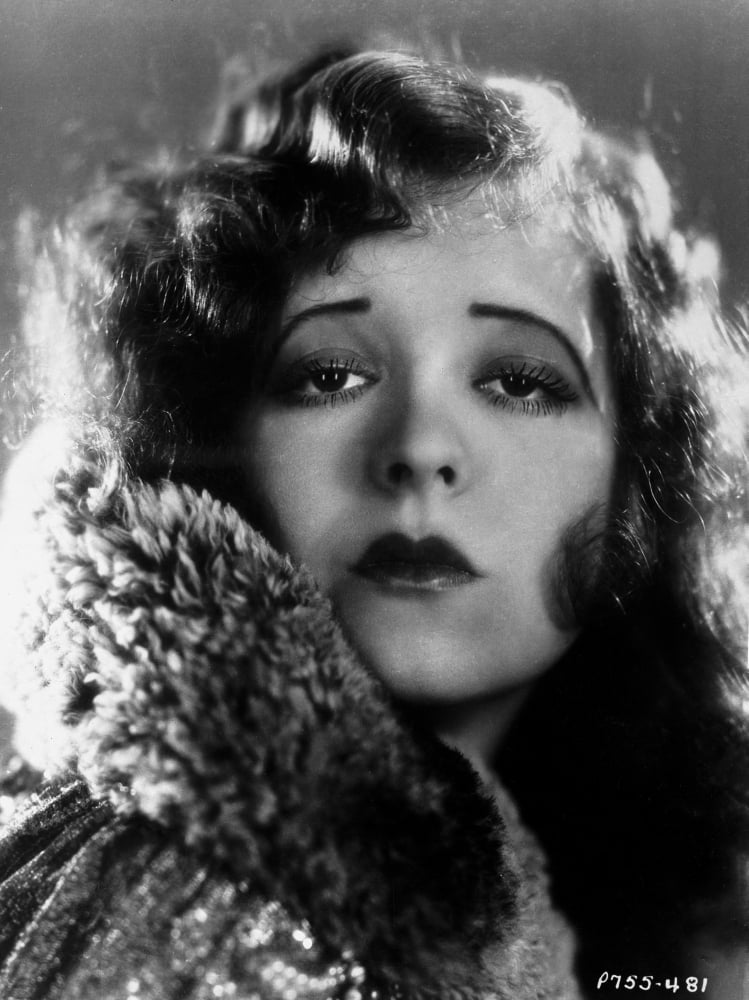 Clara Bow close-up portrait photo print in fur coat