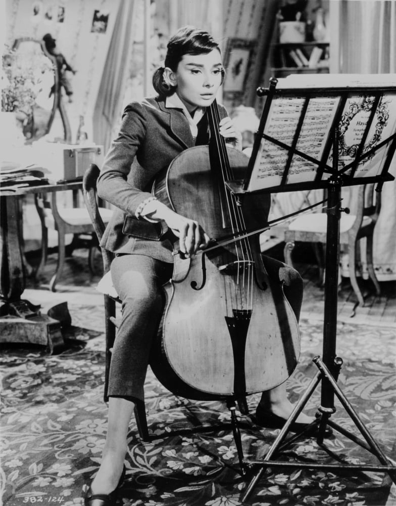 Audrey Hepburn playing violin Love in the Afternoon photo print