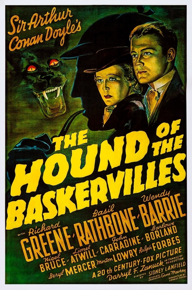 The Hound of the Baskervilles 1939 movie poster art featuring Wendy Barrie and Richard Greene