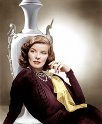 Vintage 1938 photo print of Katharine Hepburn celebrating the holidays.