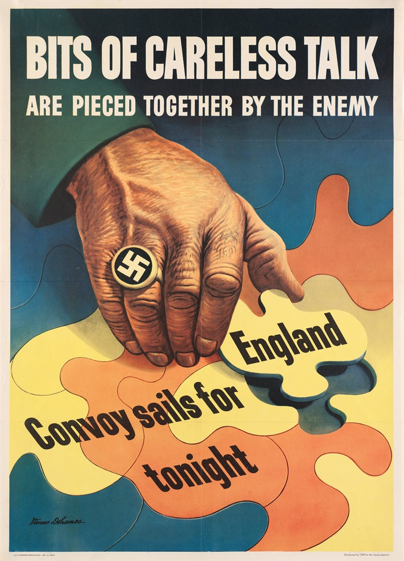 Bits of Careless Talk Are Pieced Together by the Enemy Poster Print by Stevan Dohanos