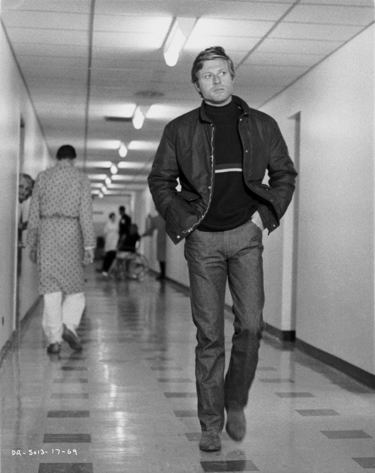 Black and white photo print of Robert Redford, iconic Hollywood actor.