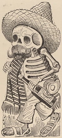 Calavera Maderista Poster Print by José Guadalupe Posada featuring vibrant skull imagery.