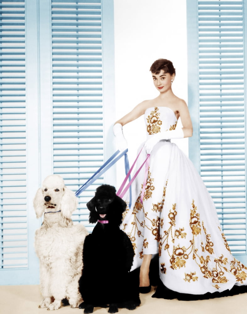 Audrey Hepburn wearing a Givenchy gown in a 1954 photo print.