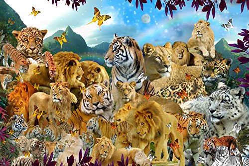 Jungle Cats Poster Print by Alixandra Mullins showcasing vibrant felines in their natural habitat.