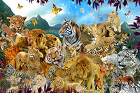 Jungle Cats Poster Print by Alixandra Mullins showcasing vibrant felines in their natural habitat.