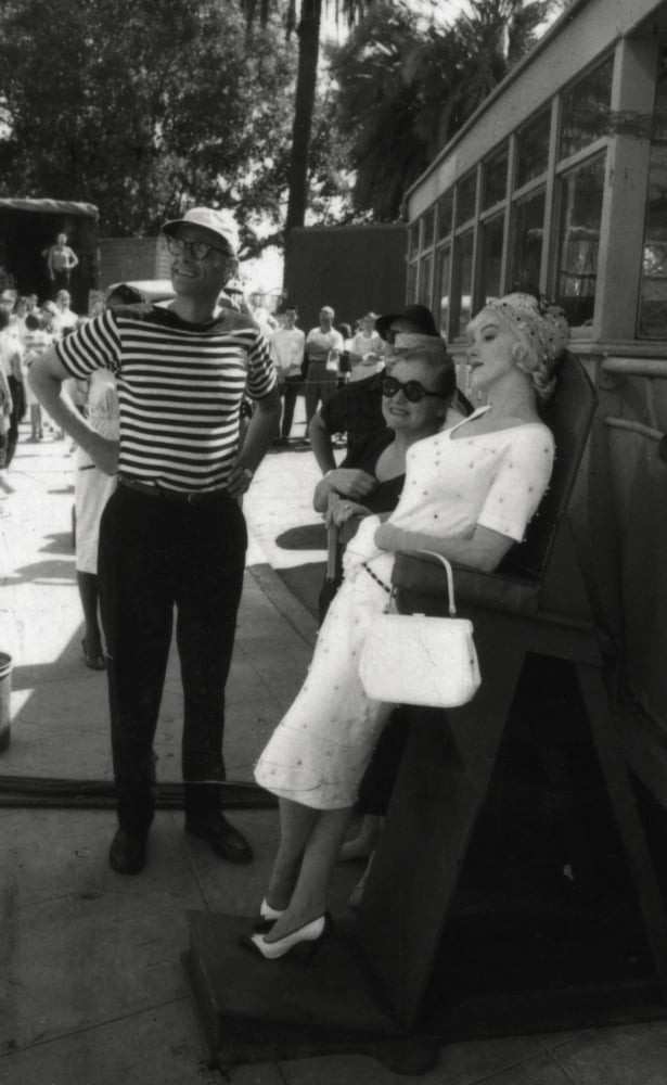 Marilyn Monroe, Arthur Miller, and Paula Strasberg on the set of Some Like It Hot photo print