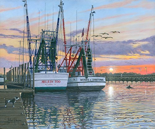 Shem Creek Shrimpers Charleston Poster Print by Richard Harpum